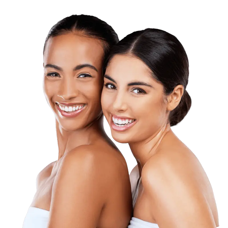 Hero image of two beautiful young women with perfect skin | Care4usMD